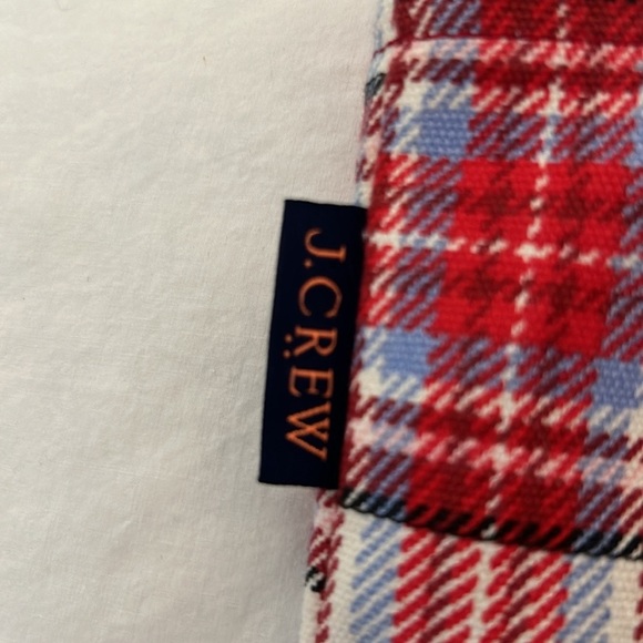 J. Crew Red Plaid Bag Fair Isle Blanket Towel Bunting Set ALL NEW Set of 3 - Picture 3 of 14